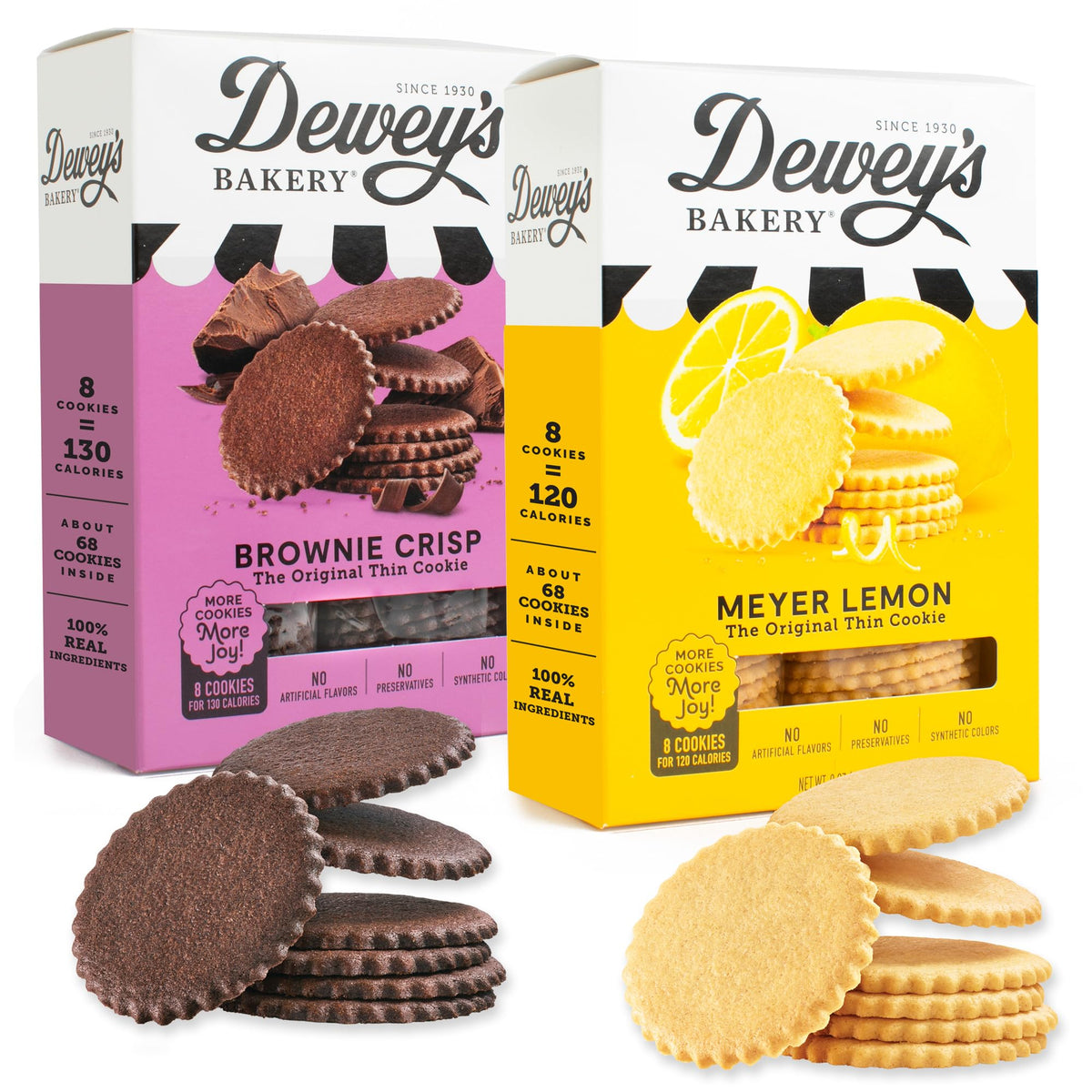 Dewey's Bakery front packaging showing both 9 oz boxes and product name for clarity