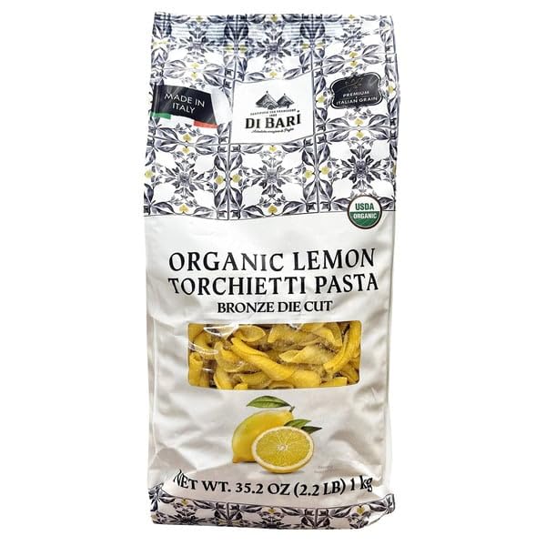 Di Bari front package showing lemon torchietti and organic label for pantry appeal