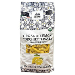 Di Bari front package showing lemon torchietti and organic label for pantry appeal