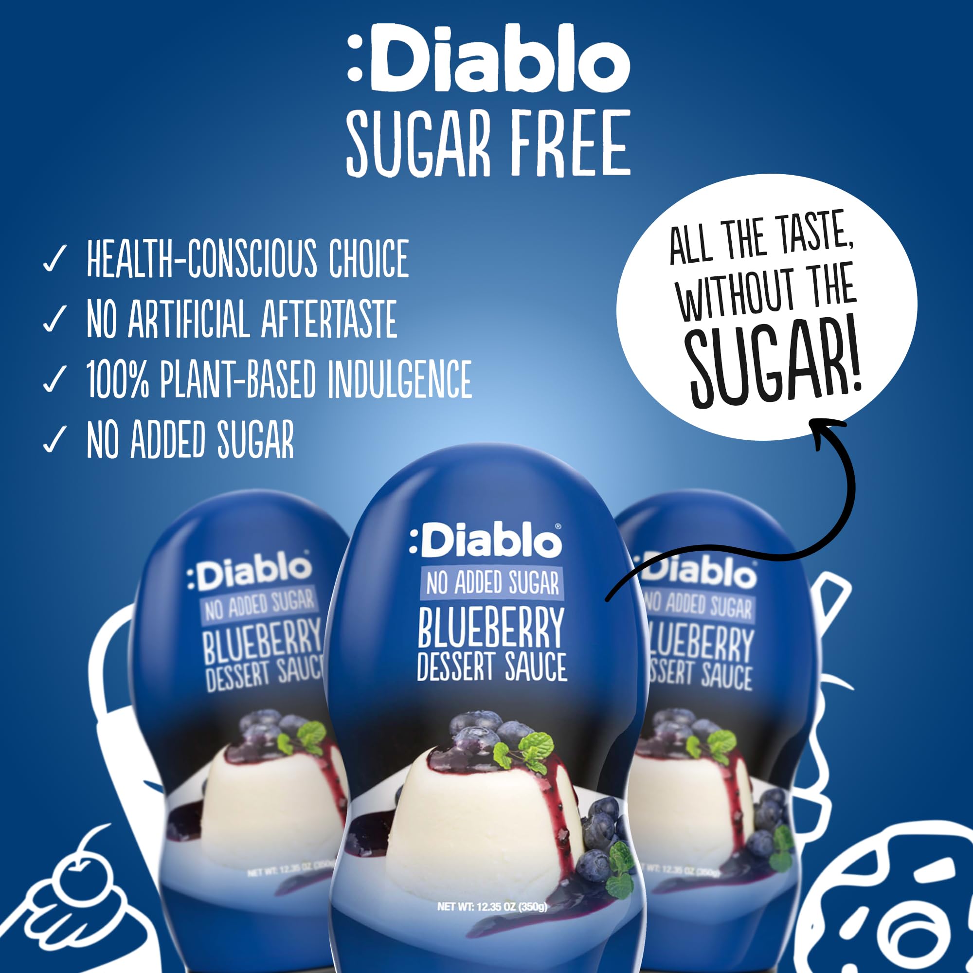 Diablo blueberry sauce texture close-up illustrating smooth pourability