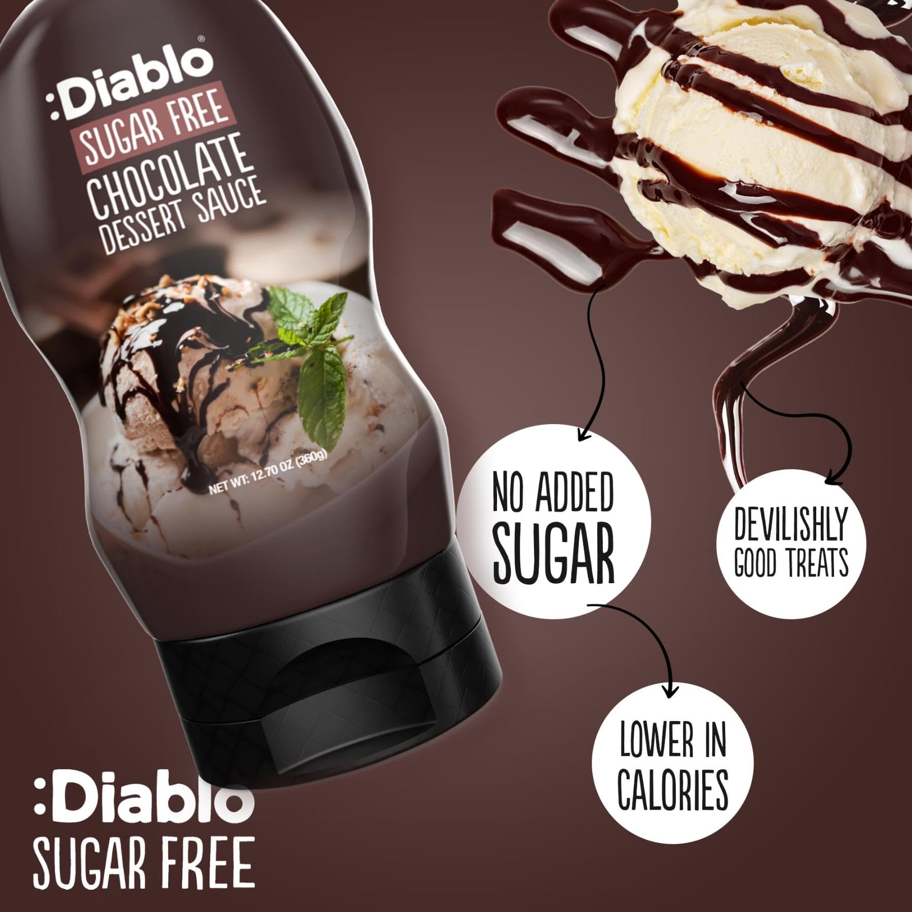 Diablo chocolate stream close-up demonstrating smooth pour benefit