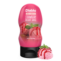 Diablo bottle front packaging showing strawberry topping for easy identification and use