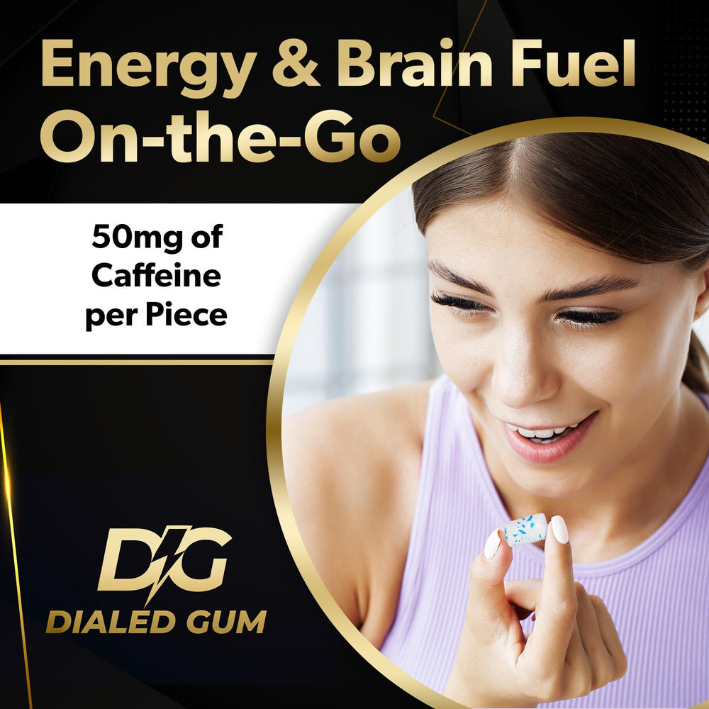 Dialed Gum open sleeve with multiple pieces for on-the-go energy