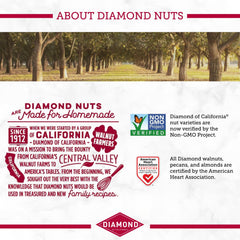 Diamond of California open bag with walnut halves spilling out, ready to snack