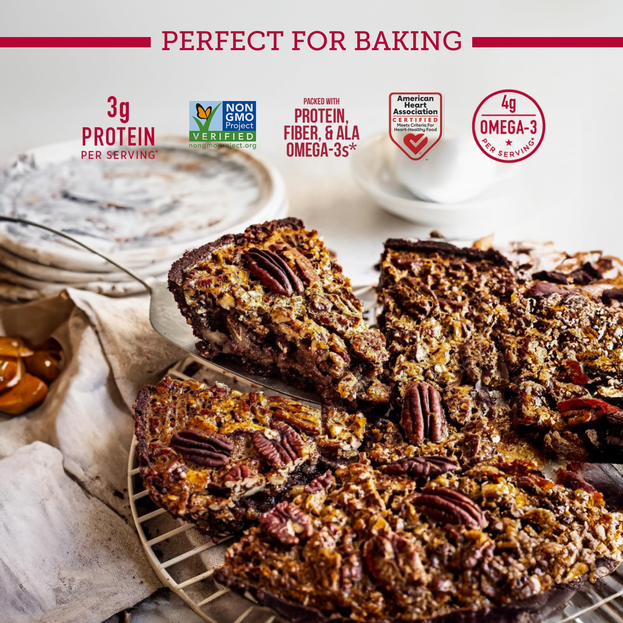 Diamond of California pecan halves used as pie topping adding crunch