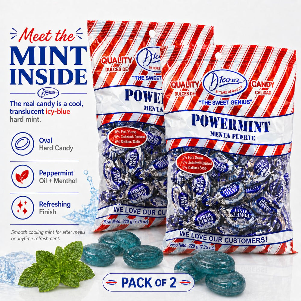 DIANA Power Mint hard candy close-up showing texture and long-lasting flavor