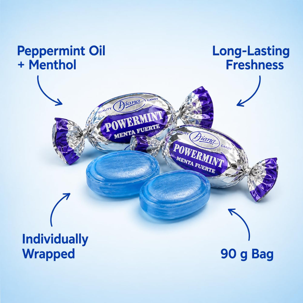 DIANA individually wrapped mints highlighting hygiene and portability