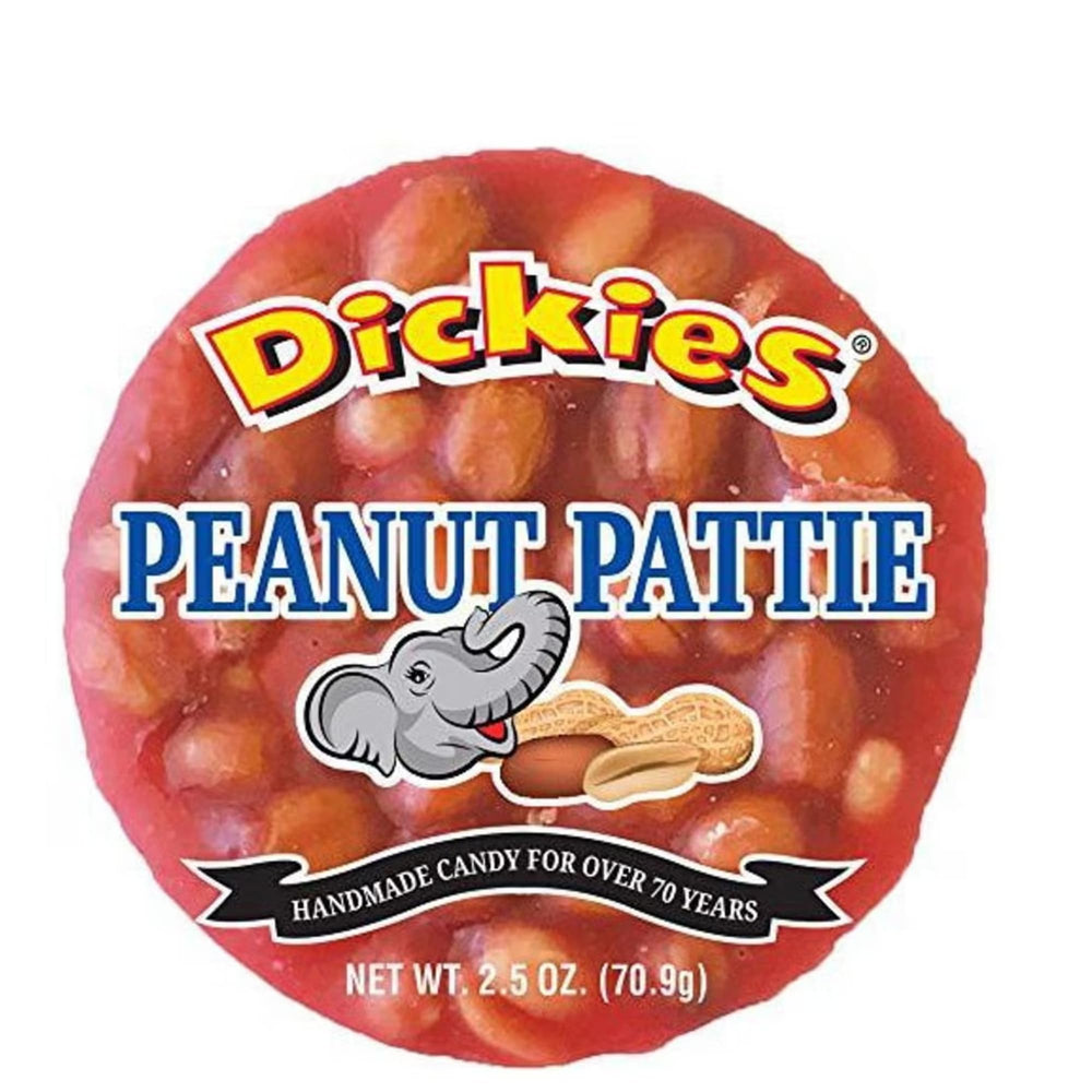 Dickies peanut patties close-up texture showing peanuts and candy binder for crunchy taste