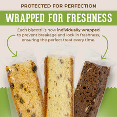 DIJAS individually wrapped biscotti emphasizing freshness and convenience