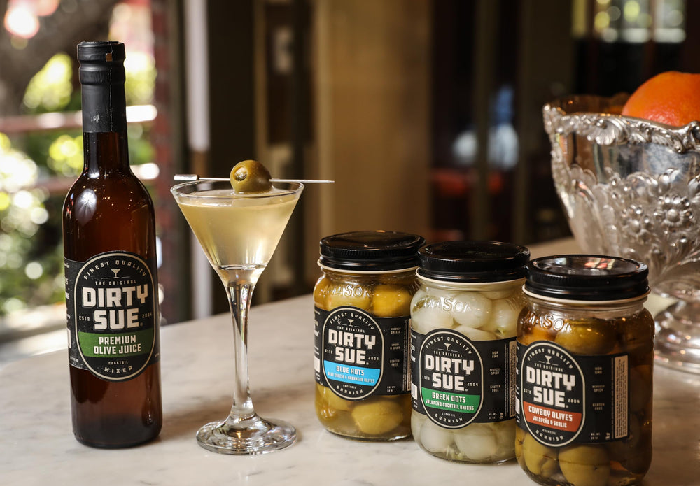 Dirty Sue with fresh olives illustrating natural ingredient origin