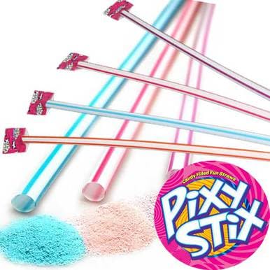 Discount Sales 1 close-up of a Pixy Silly Stix cut to show sugary filling, highlights flavor appeal