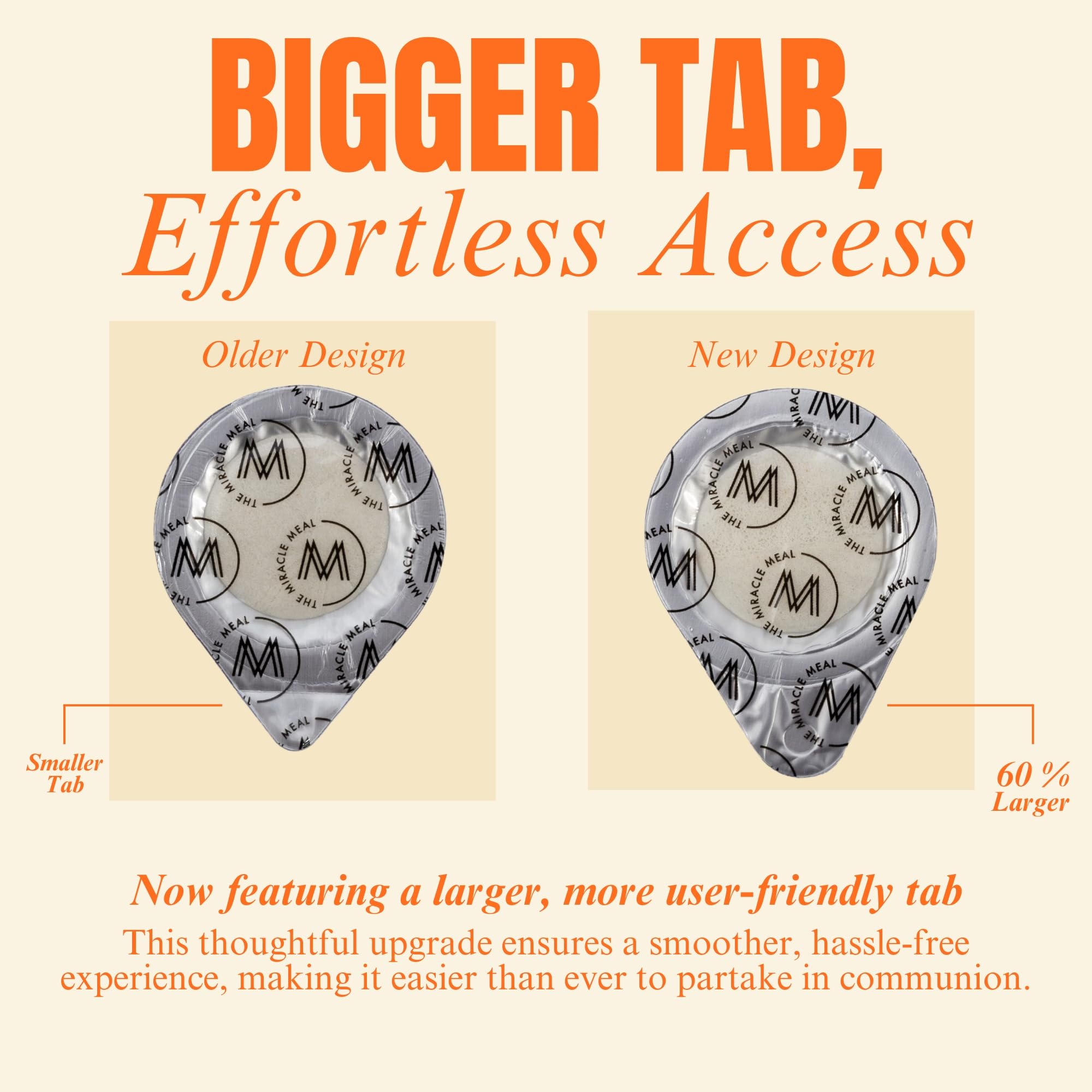 DISCOVERY PRODUCTS close-up of enlarged tab for easier grip and opening