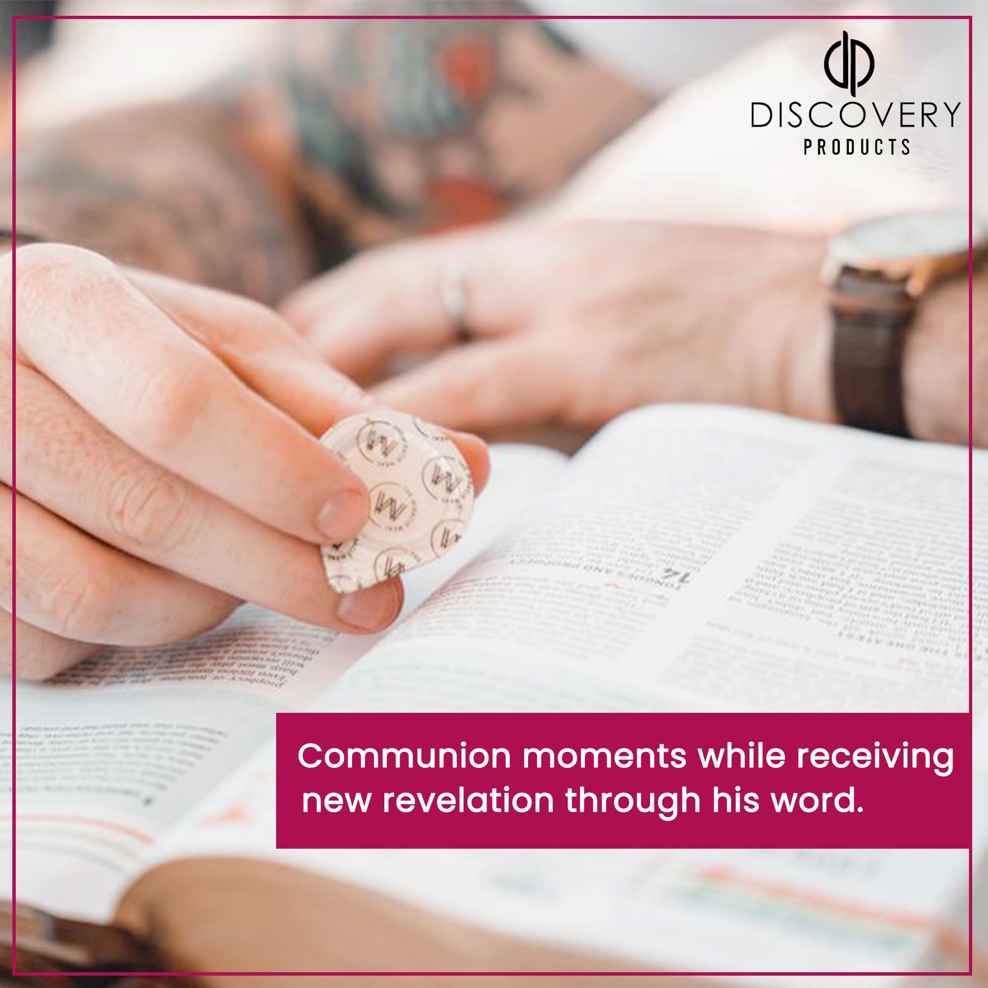 DISCOVERY PRODUCTS single pre-filled communion cup top view highlighting easy opening