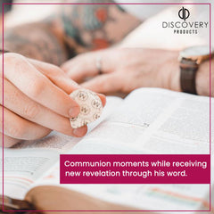 DISCOVERY PRODUCTS single pre-filled communion cup top view highlighting easy opening