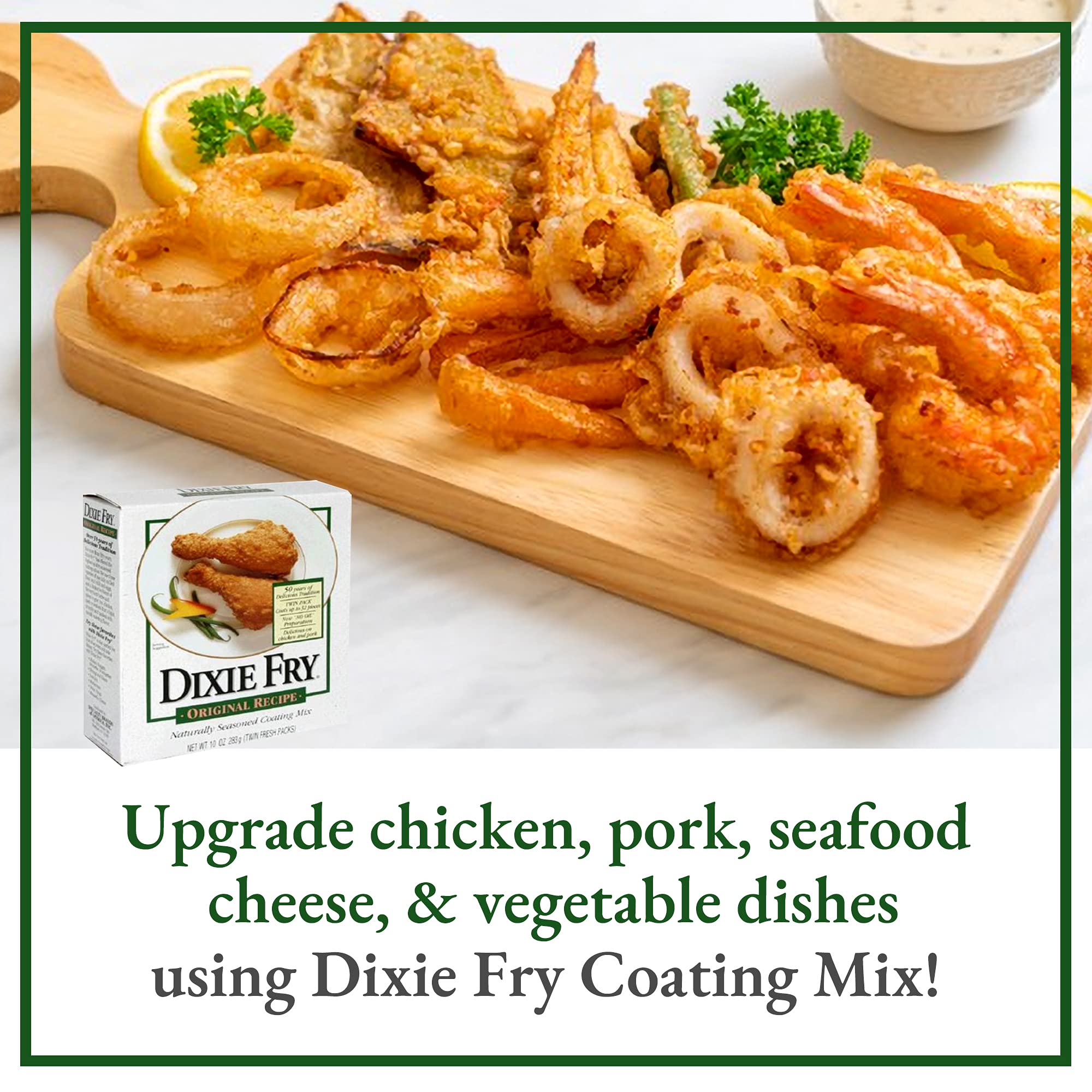 Dixie Fry breaded chicken close-up highlighting crispy golden crust