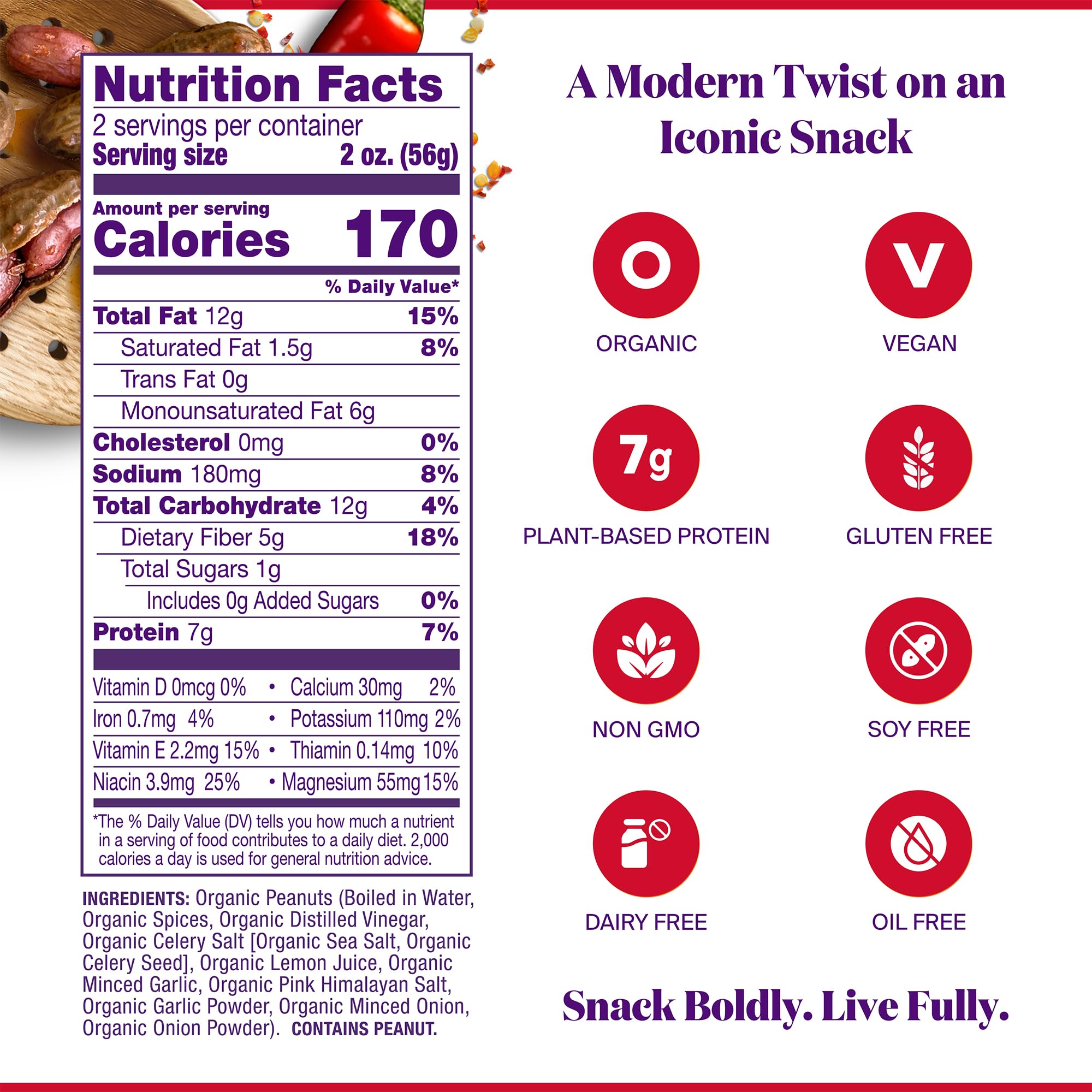 Dixie Grace's open bag with peanuts served in hand, convenient ready-to-eat benefit