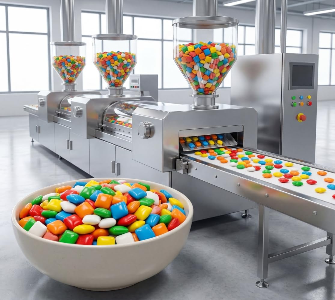 DM Sweets in a glass candy dish for display and easy access
