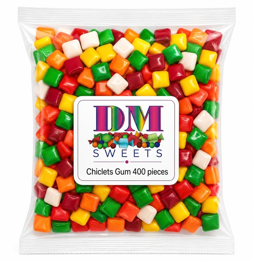 DM Sweets chiclets close-up of glossy candy shell highlighting crunchy texture