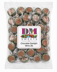 DM Sweets close-up of chocolate mint candy surface highlighting rich flavor