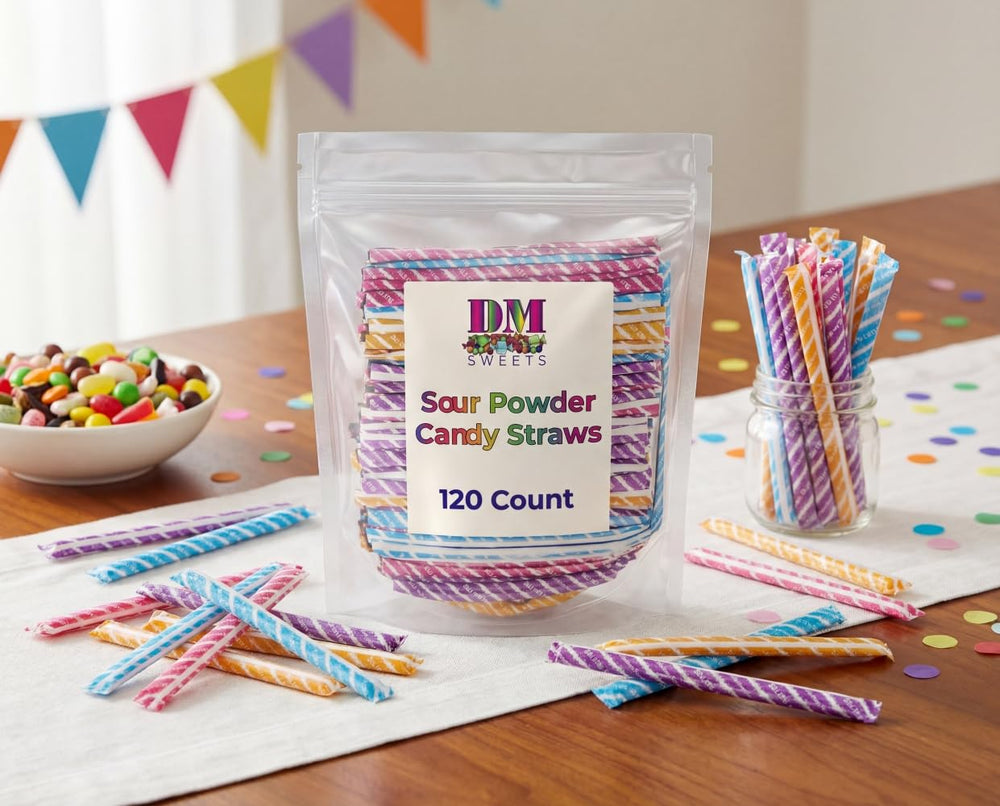 DM Sweets close up of sour powder interior showing tangy texture and bold flavor benefit
