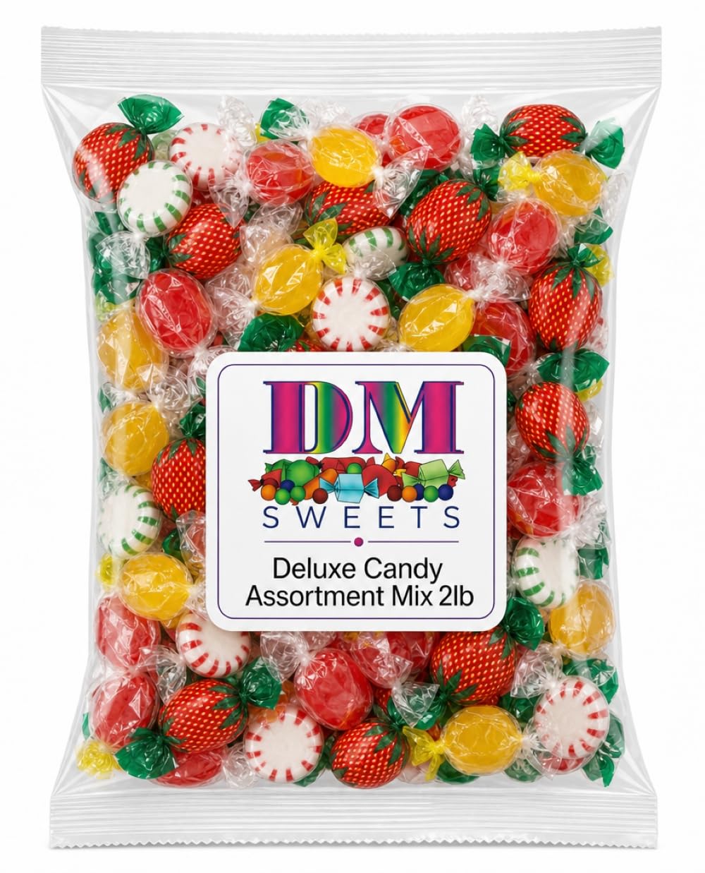 DM Sweets close-up striped candy highlighting bright colors and texture