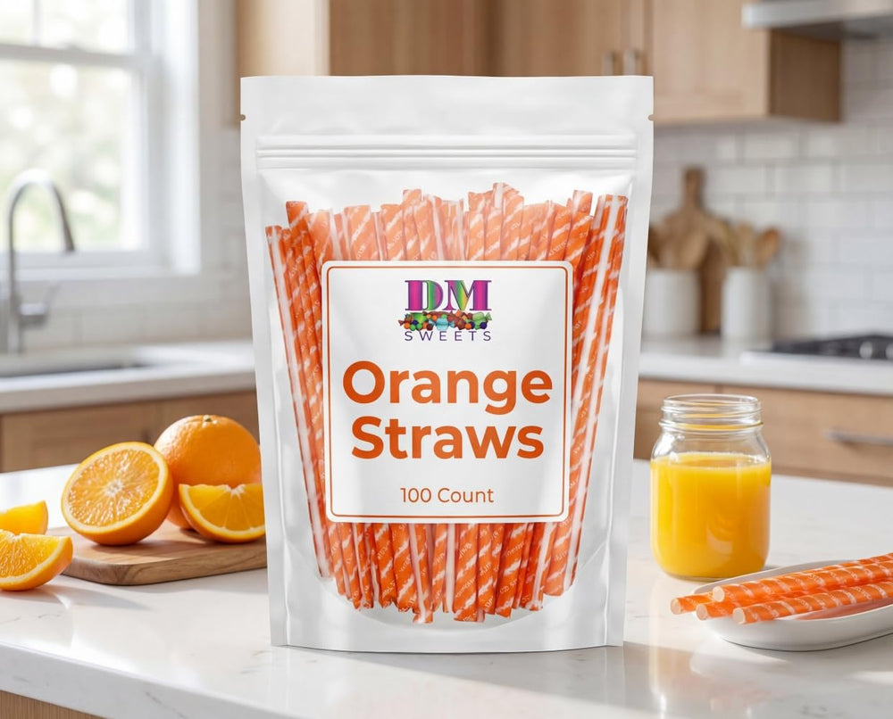 DM Sweets individually wrapped straw in hand for hygienic, convenient serving