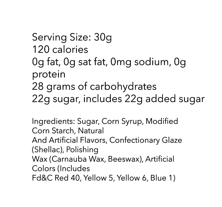 DM Sweets product label and ingredients panel for shopper confidence