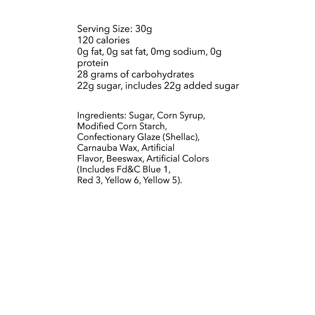 DM Sweets label and nutrition facts close-up providing ingredient transparency and confidence