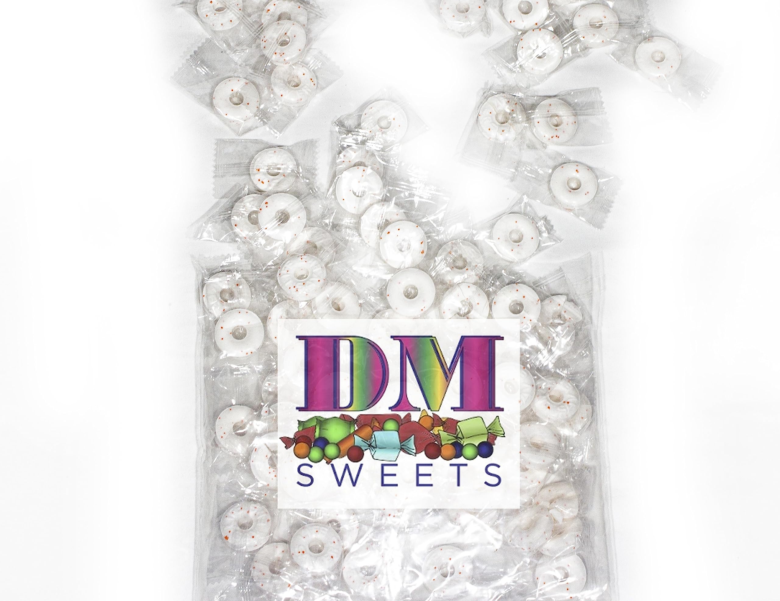 DM Sweets unwrapped orange mint showing smooth texture and glossy finish for long flavor benefit
