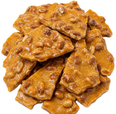 DM Sweets peanut brittle front packaging showing bag and logo, perfect for gifting