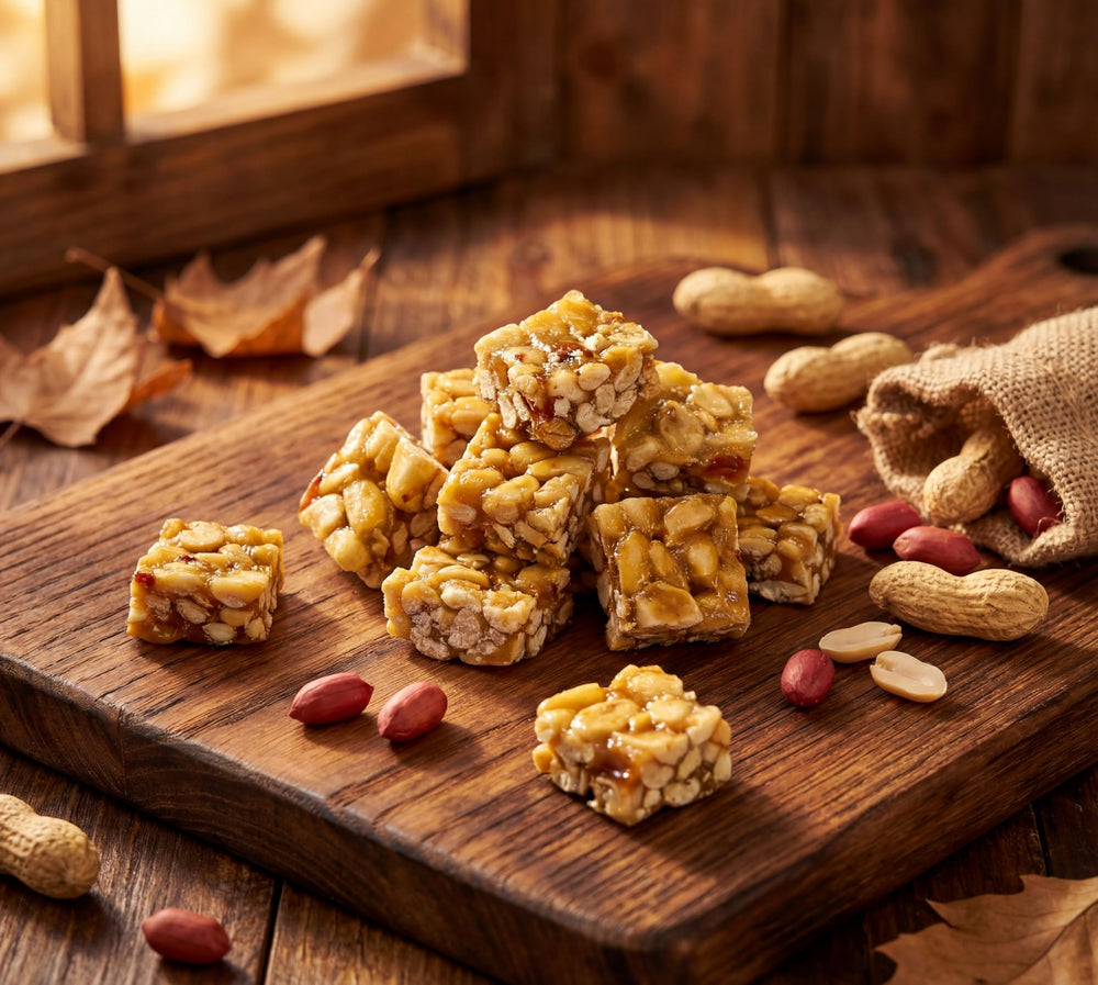 DM Sweets peanut squares in a candy dish for attractive counter display