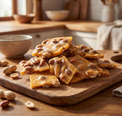 DM Sweets roasted peanuts embedded in brittle showcasing nutty flavor and crunch