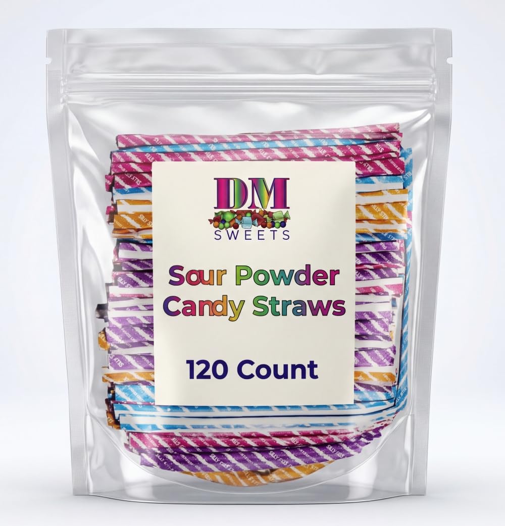 DM Sweets candy straws spread out highlighting vibrant colors and grab-and-go convenience