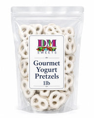DM Sweets close-up of yogurt coating and pretzel texture highlighting creamy finish