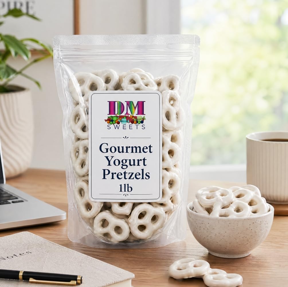 DM Sweets pretzels sprinkled over ice cream demonstrating dessert topping use