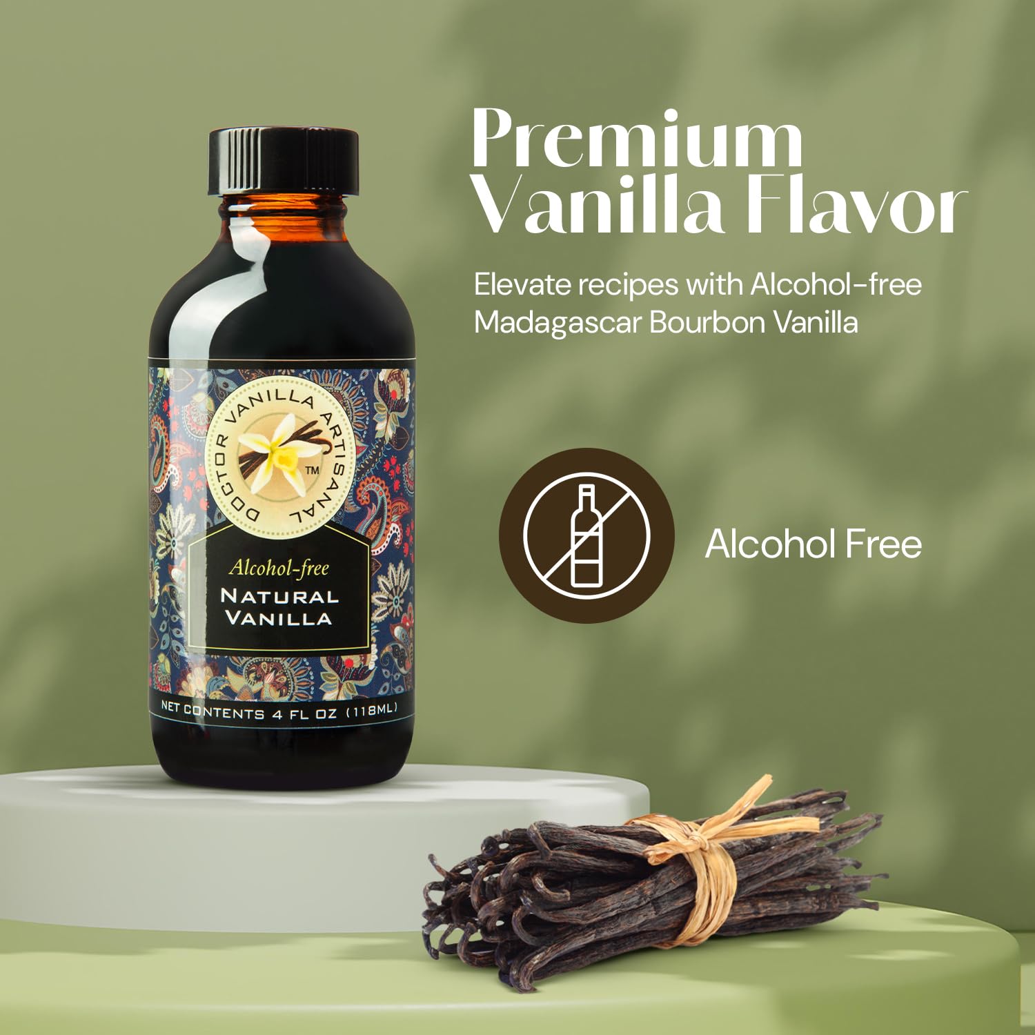 DOCTOR VANILLA ARTISANAL pouring close-up highlighting smooth alcohol-free vanilla flow