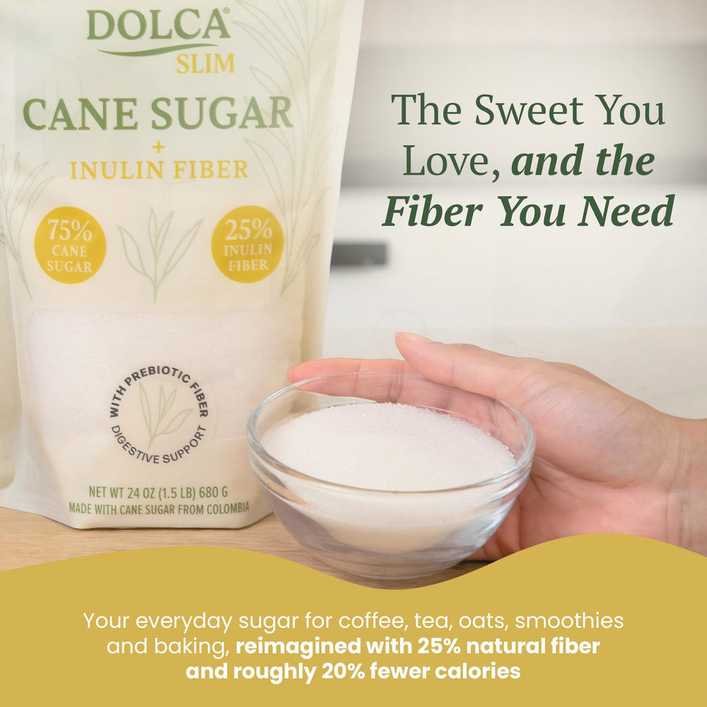 Dolca ingredient label showing cane sugar and inulin for transparency