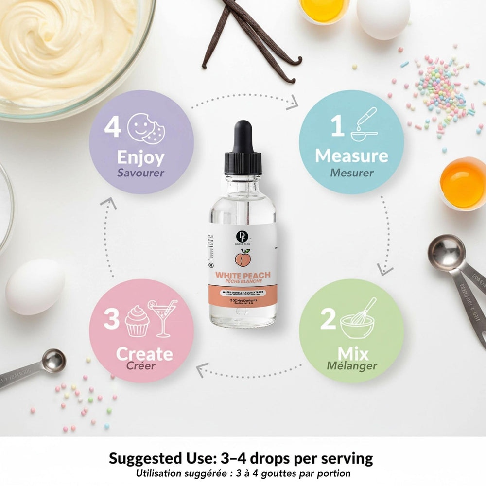 Dolce Flav added to muffins, enhancing baked goods with pure peach taste