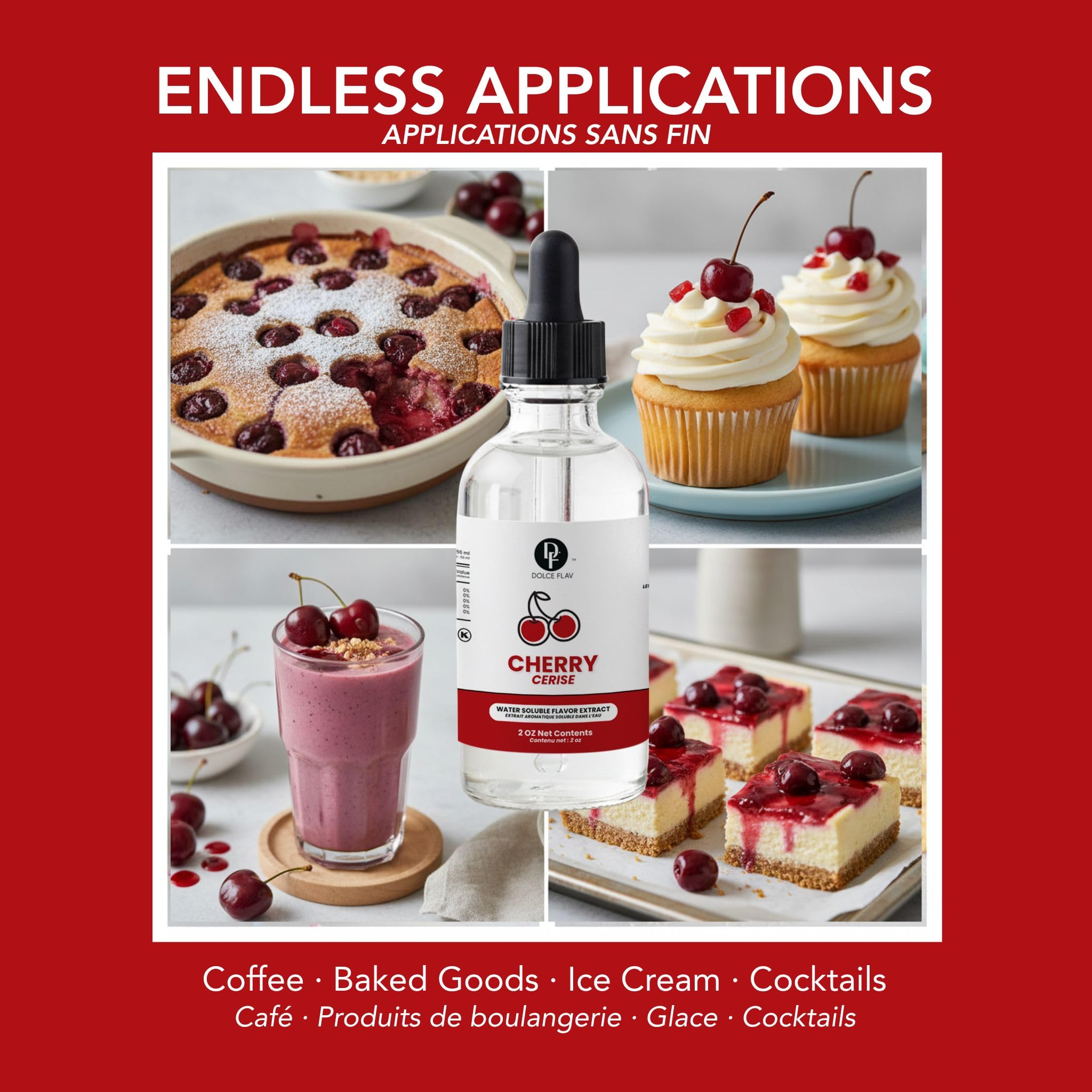 Dolce Flav added to frosting giving bright cherry taste for pastries and desserts