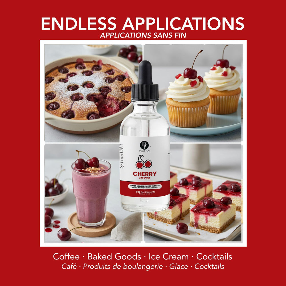 Dolce Flav added to frosting giving bright cherry taste for pastries and desserts
