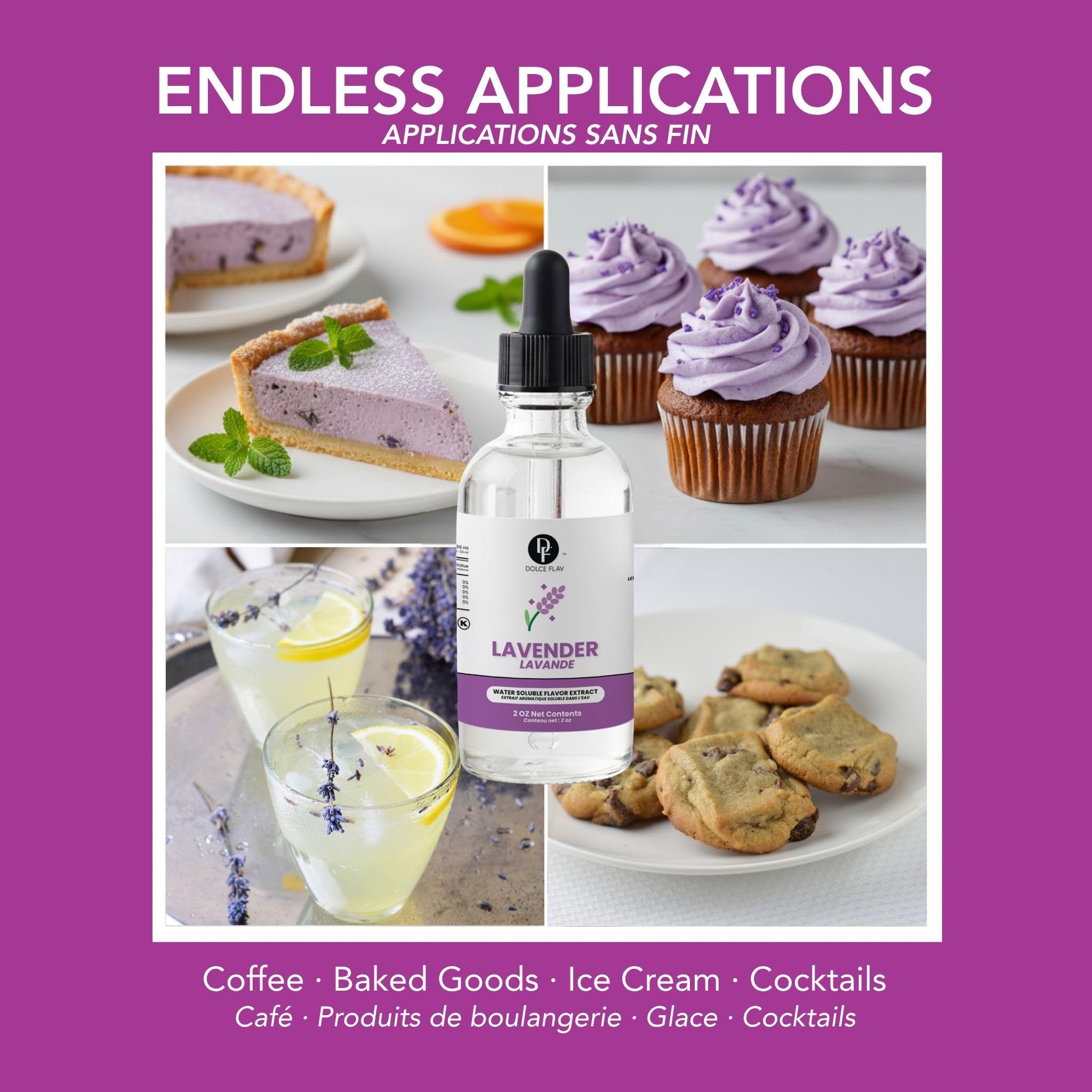 Dolce Flav close-up label showing natural lavender extract and kosher certification benefit transparency