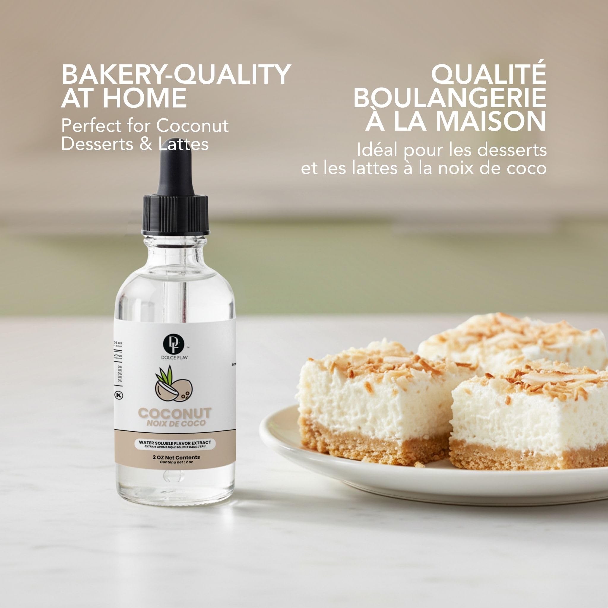 Dolce Flav being added to frosting to show vibrant coconut flavor enhancement and visual texture control
