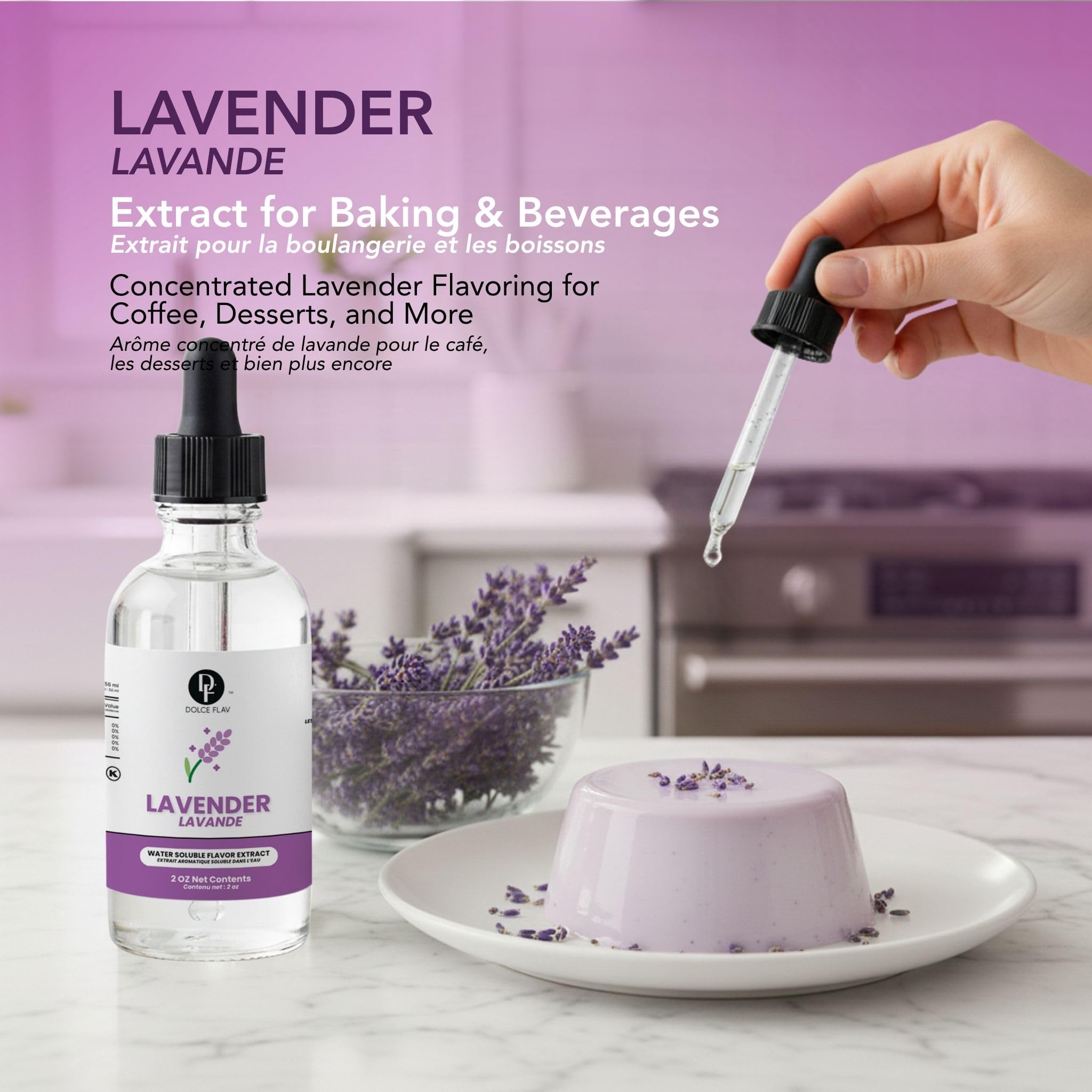 Dolce Flav measured dropper dispensing a drop for controlled flavoring