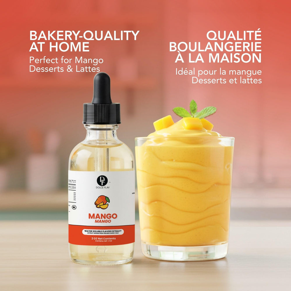 Dolce Flav added to mocktail showing vibrant mango taste without alcohol