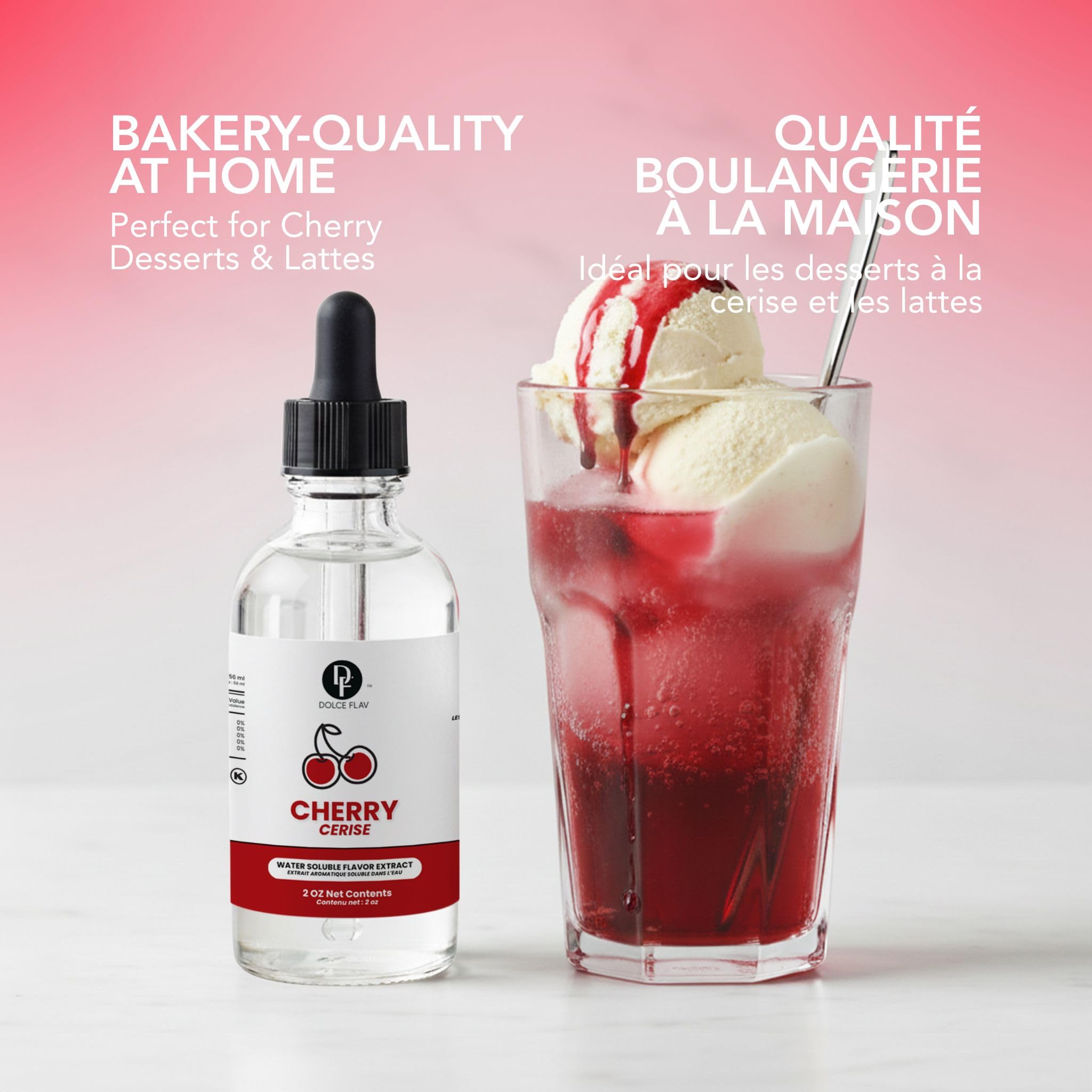 Dolce Flav drops measured into cup showing how little is needed for strong flavor