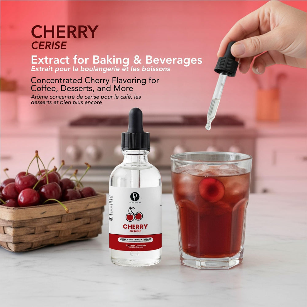 Dolce Flav dropper dispensing precise drops to control cherry flavor intensity