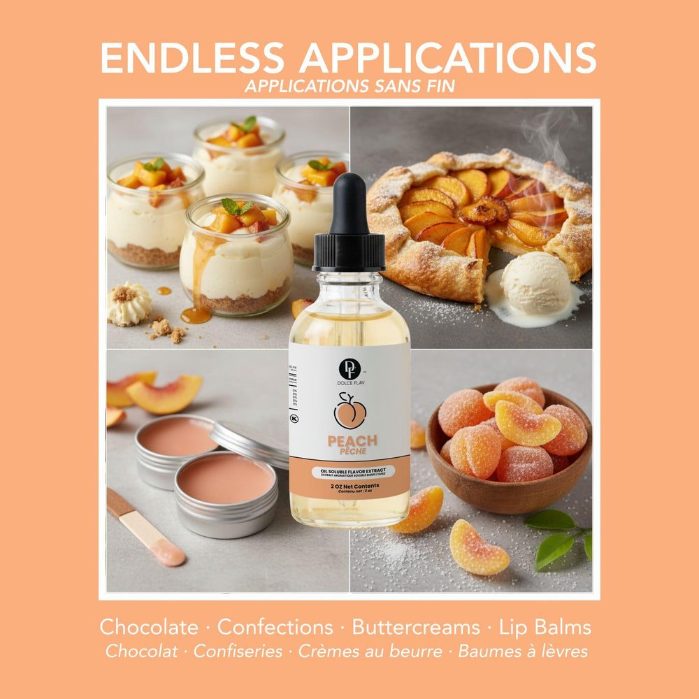 Dolce Flav peach extract blended into frosting showing even peach infusion and texture