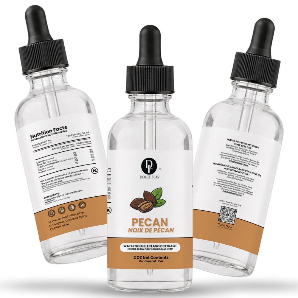 Bottle beside measuring spoon showing Dolce Flav small-batch quantity control