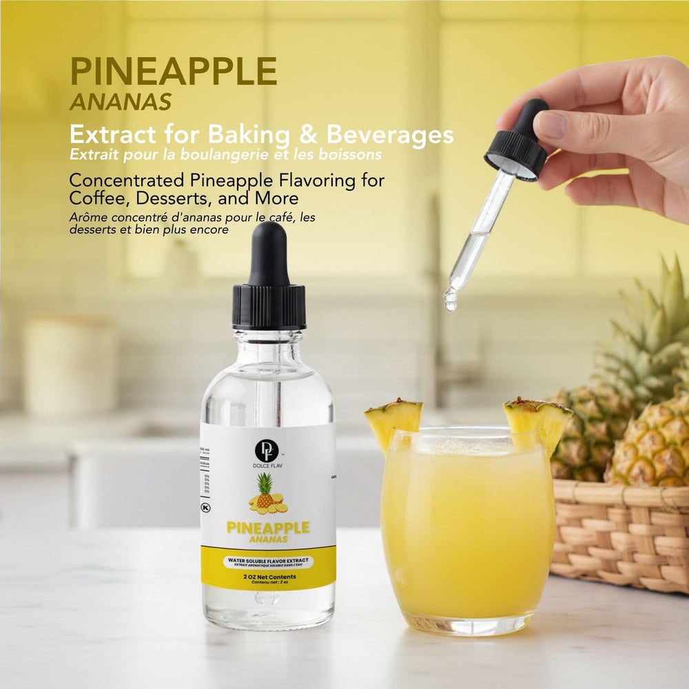 Dolce Flav extract dropper close-up delivering precise drops for recipe control