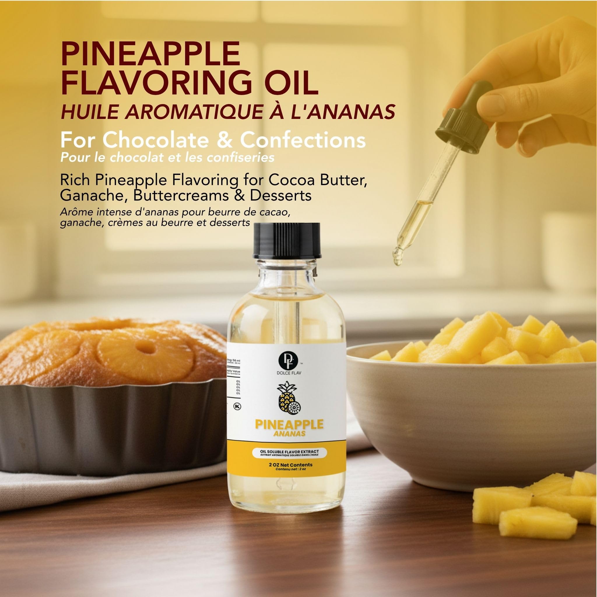 Dolce Flav oil-soluble droplet texture demonstrating easy blending with fats